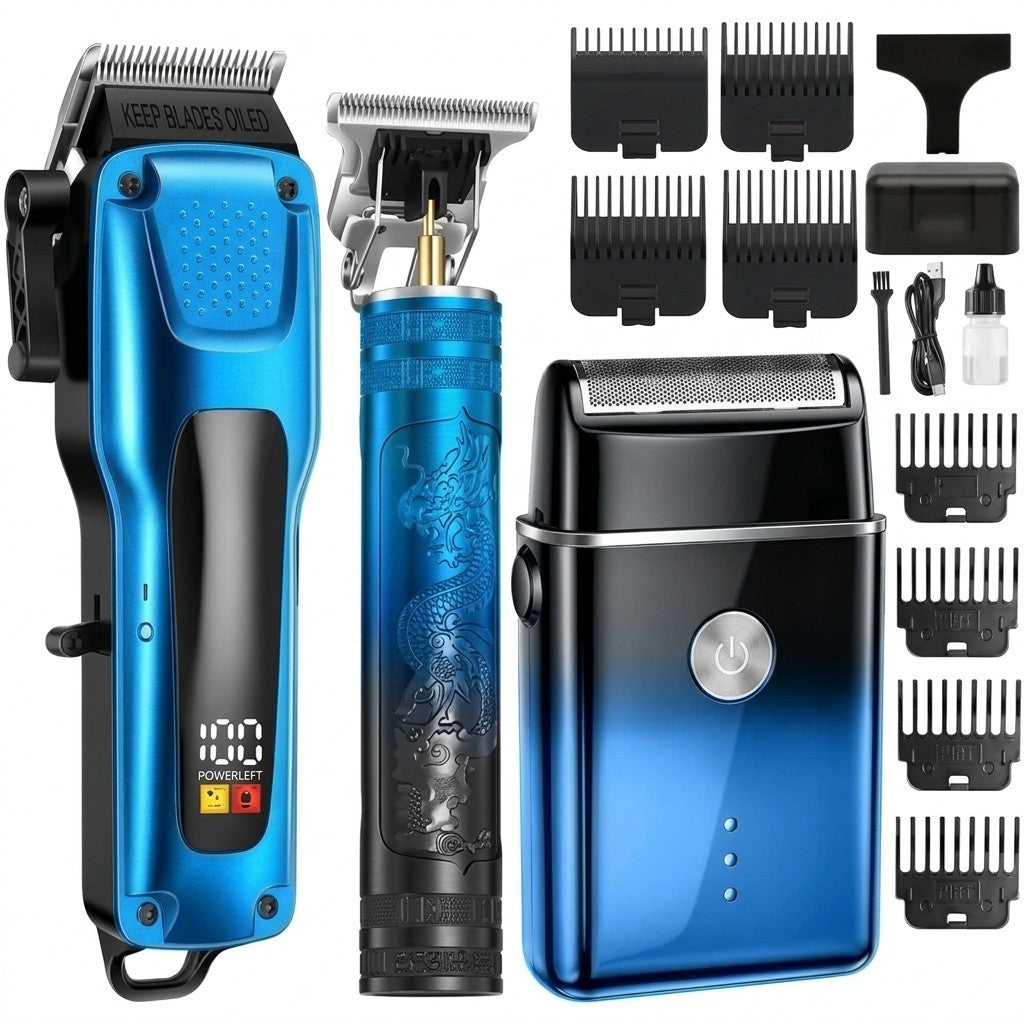 3-in-1 Men's Hair Clippers Beard Trimmer Foil Shaver Set Blue
