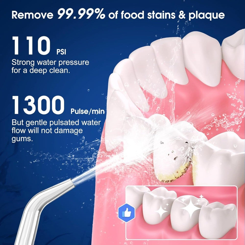 Portable Water Flosser Dental Water Jet with 5 Modes & 6 Tips - Oral Care