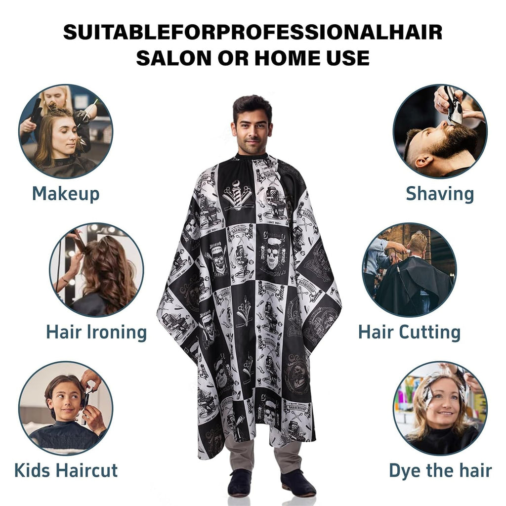 Waterproof Barber Cape with Adjustable Snap Closure 64x56 Inches for Haircut & Styling