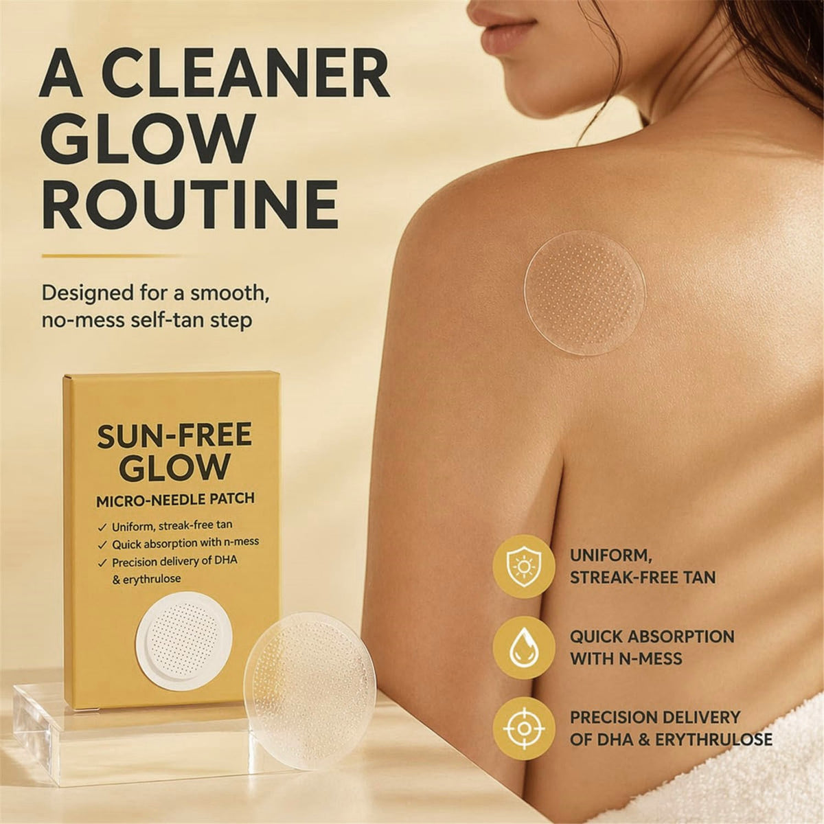 Sun-Free Micro-Needle Tanning Patches for Natural Bronze Glow - 10 or 20 Pack