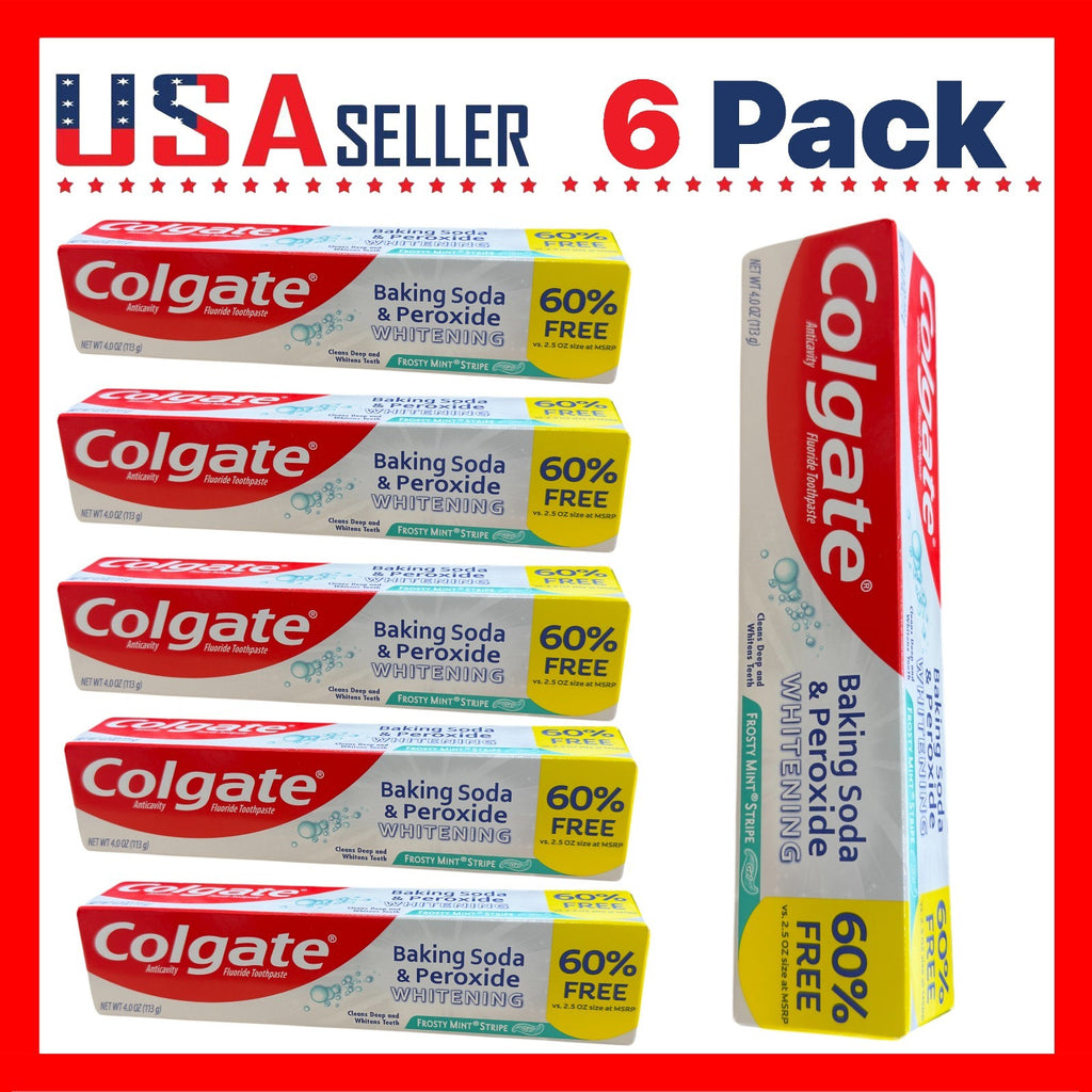Whitening Toothpaste with Baking Soda and Peroxide - Brisk Mint, 4oz | 6 Pack