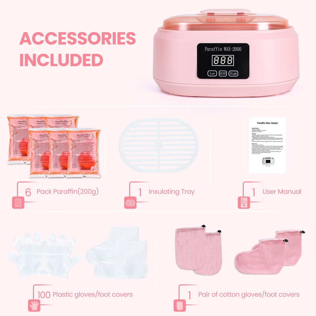 Paraffin Wax Machine for Hands and Feet - 3500ml Spa Hot Wax Kit with 6 Wax Packs