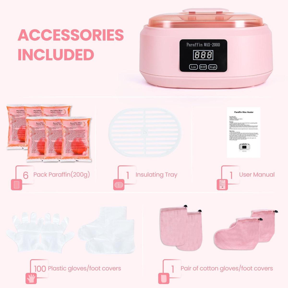 Paraffin Wax Machine for Hands and Feet - 3500ml Spa Hot Wax Kit with 6 Wax Packs
