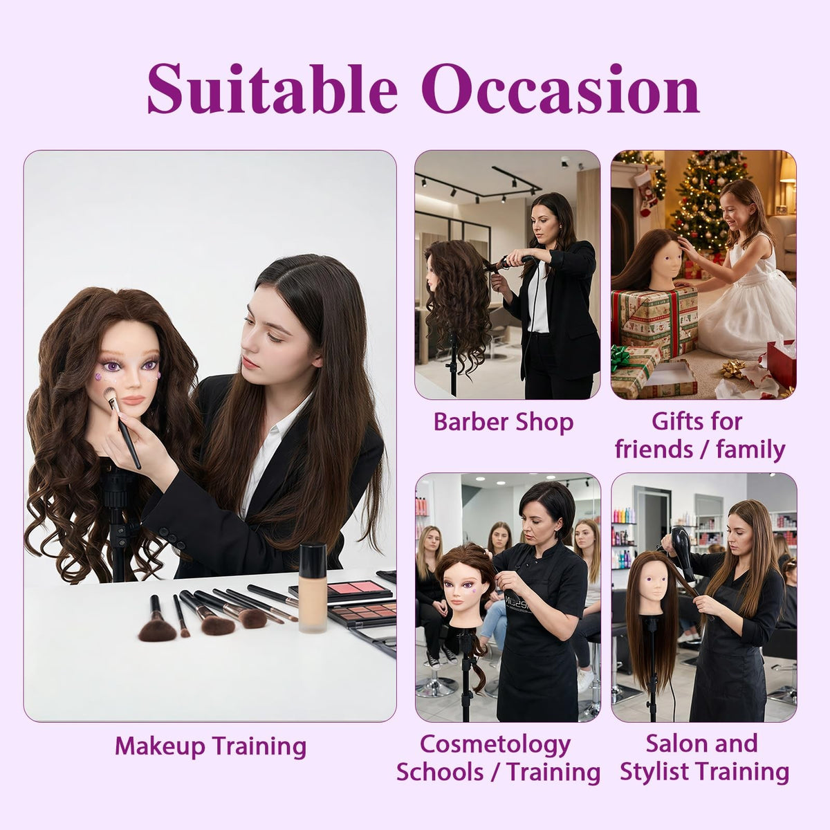 28 Inch Mannequin Head with 80% Human Hair for Hair Styling & Makeup Practice