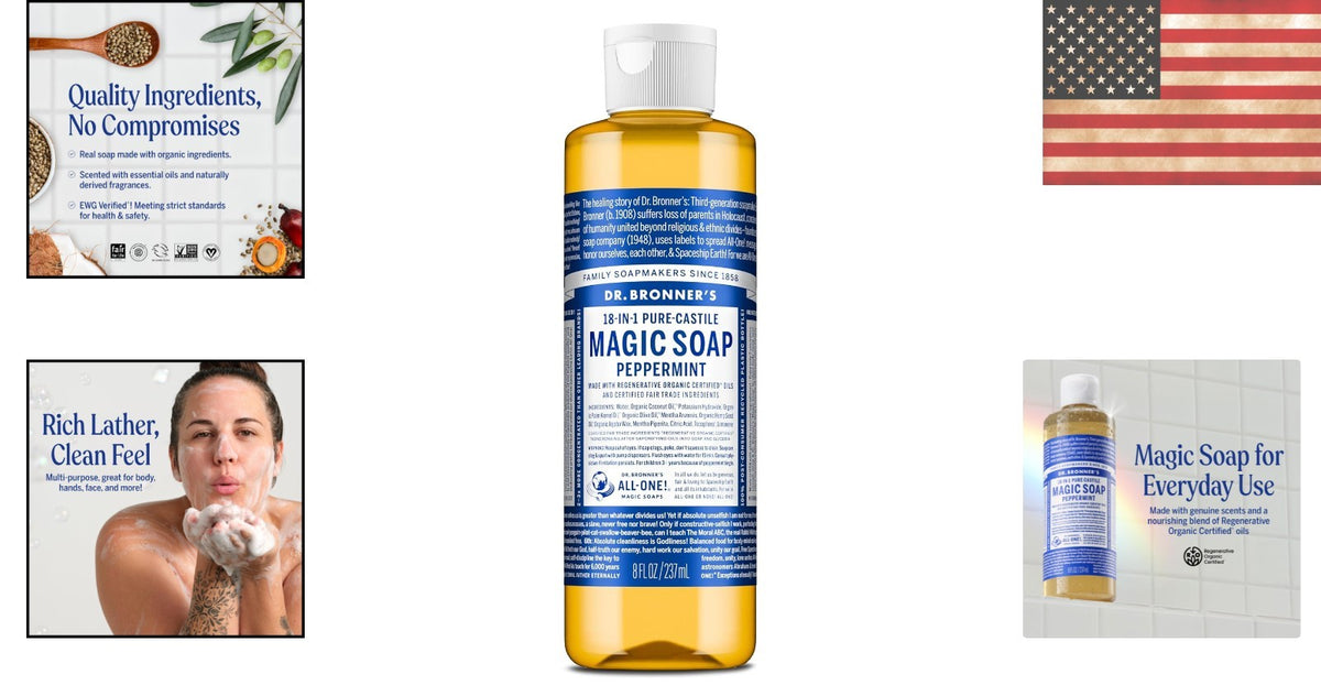 Peppermint Castile Liquid Soap - 8 oz Multi-Purpose Body & Home Cleanser
