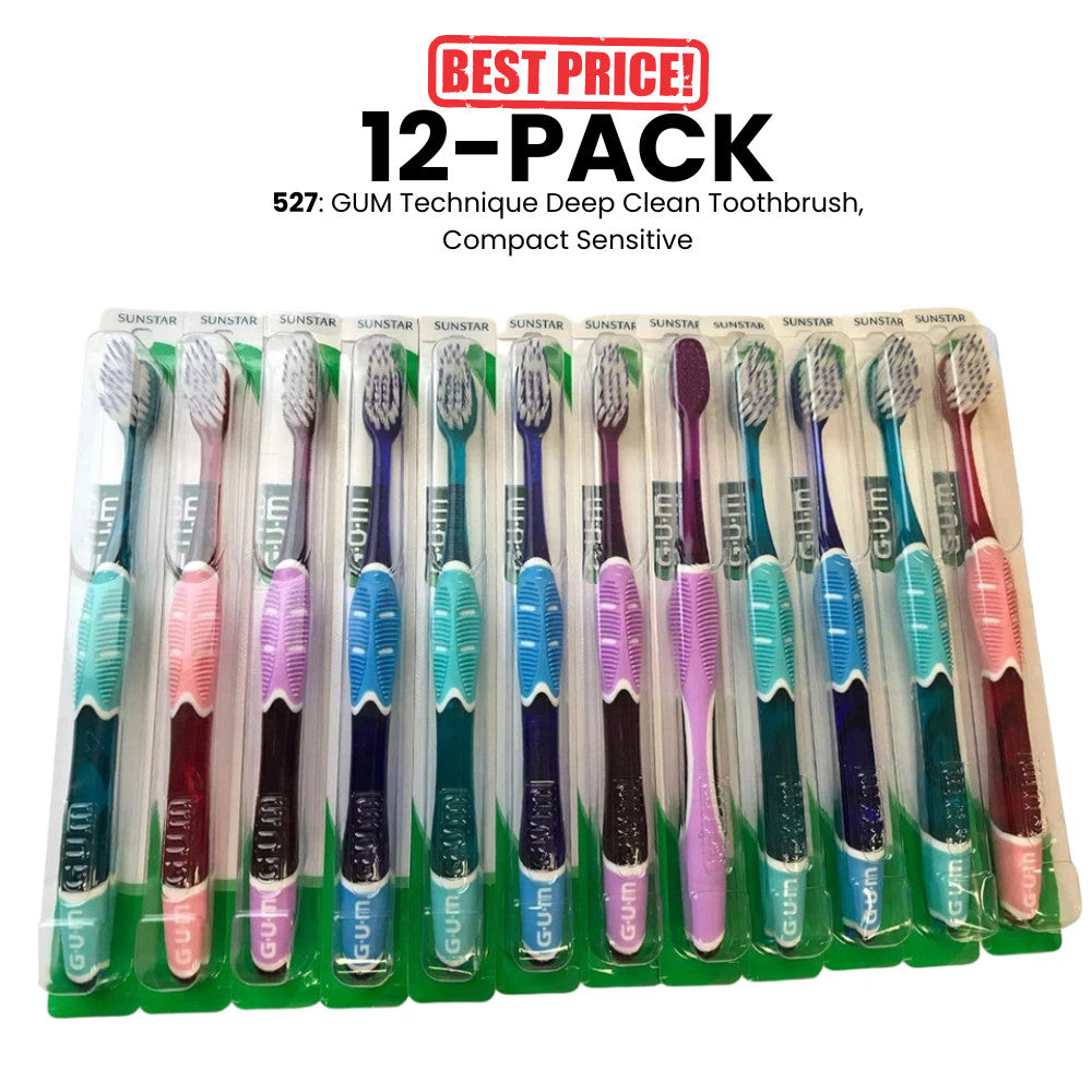 12-Pack Deep Clean Sensitive Toothbrushes – Compact Design for Gum Care
