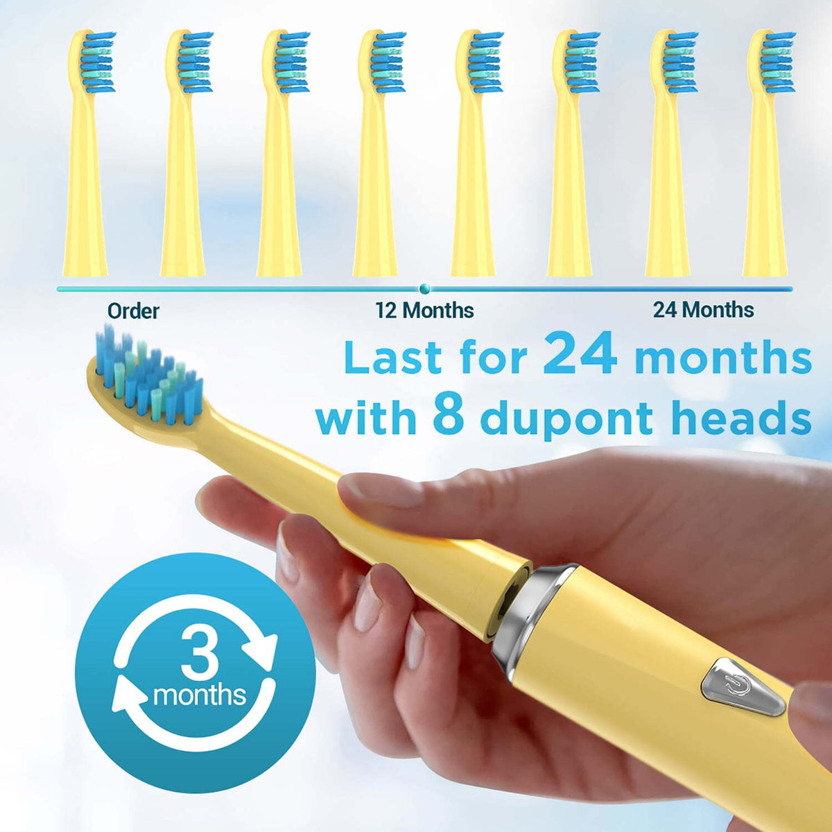 Rechargeable Electric Toothbrush for Adults with 8 Brush Heads and 5 Modes