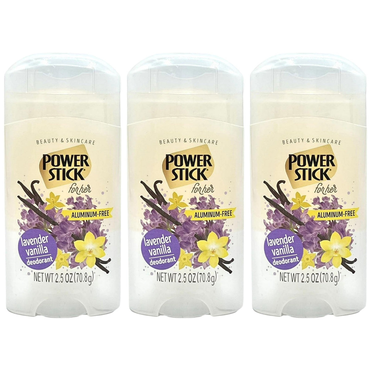 Aluminum-Free Lavender Vanilla Deodorant Stick for Women - 2.5oz Pack of 3