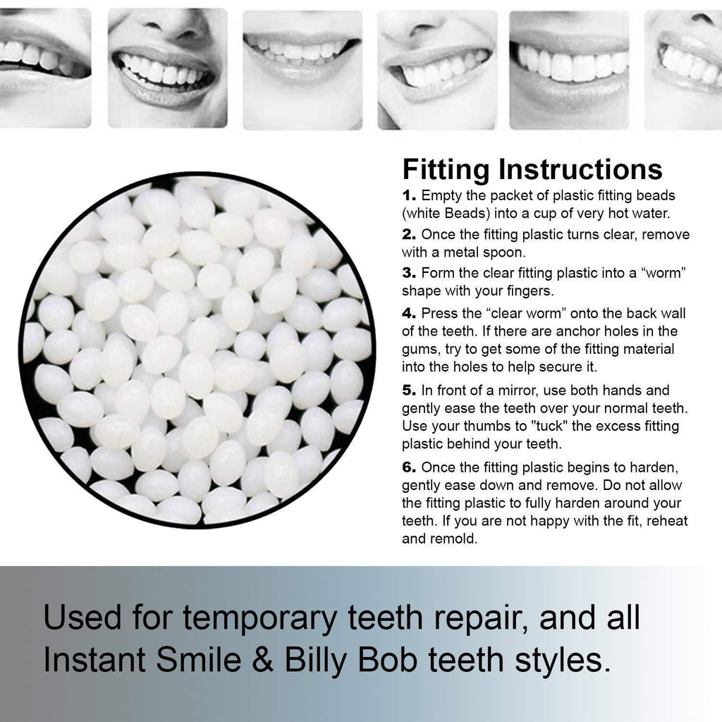 Thermal Fitting Beads for Fake Teeth - 8 Pack Waterproof Adhesive Beads