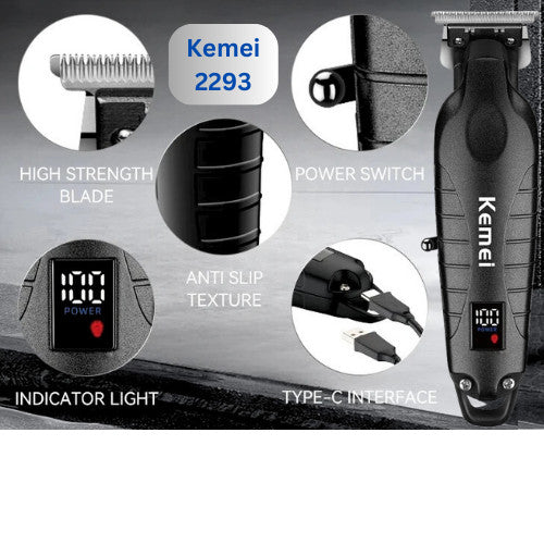 Cordless Zero Gap Hair Trimmer for Barbers and Home Use - Kemei 2293