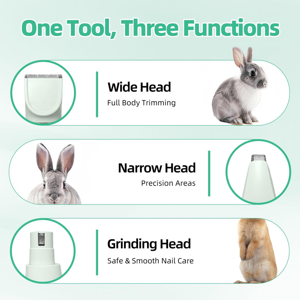 Pet Grooming Kit for Small Animals - Cordless Hair Clipper & Nail Grinder