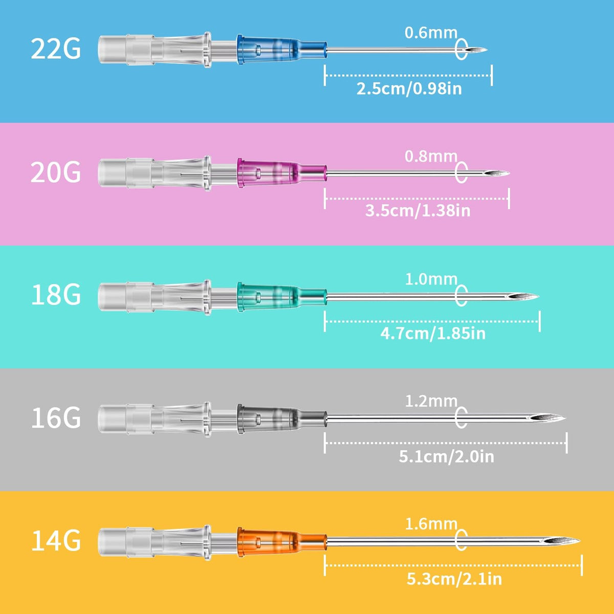 Catheter Piercing Mix 10Pcs 14G 16G 18G Medical Stainless Steel