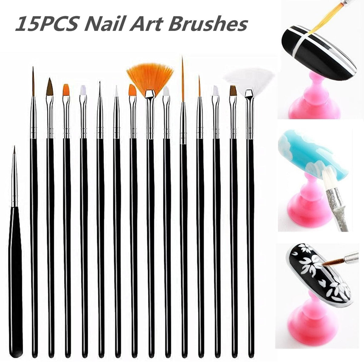 21-Piece Nail Art Brush Set with Dotting Tools & Mixing Palette for Detailed Manicure Designs
