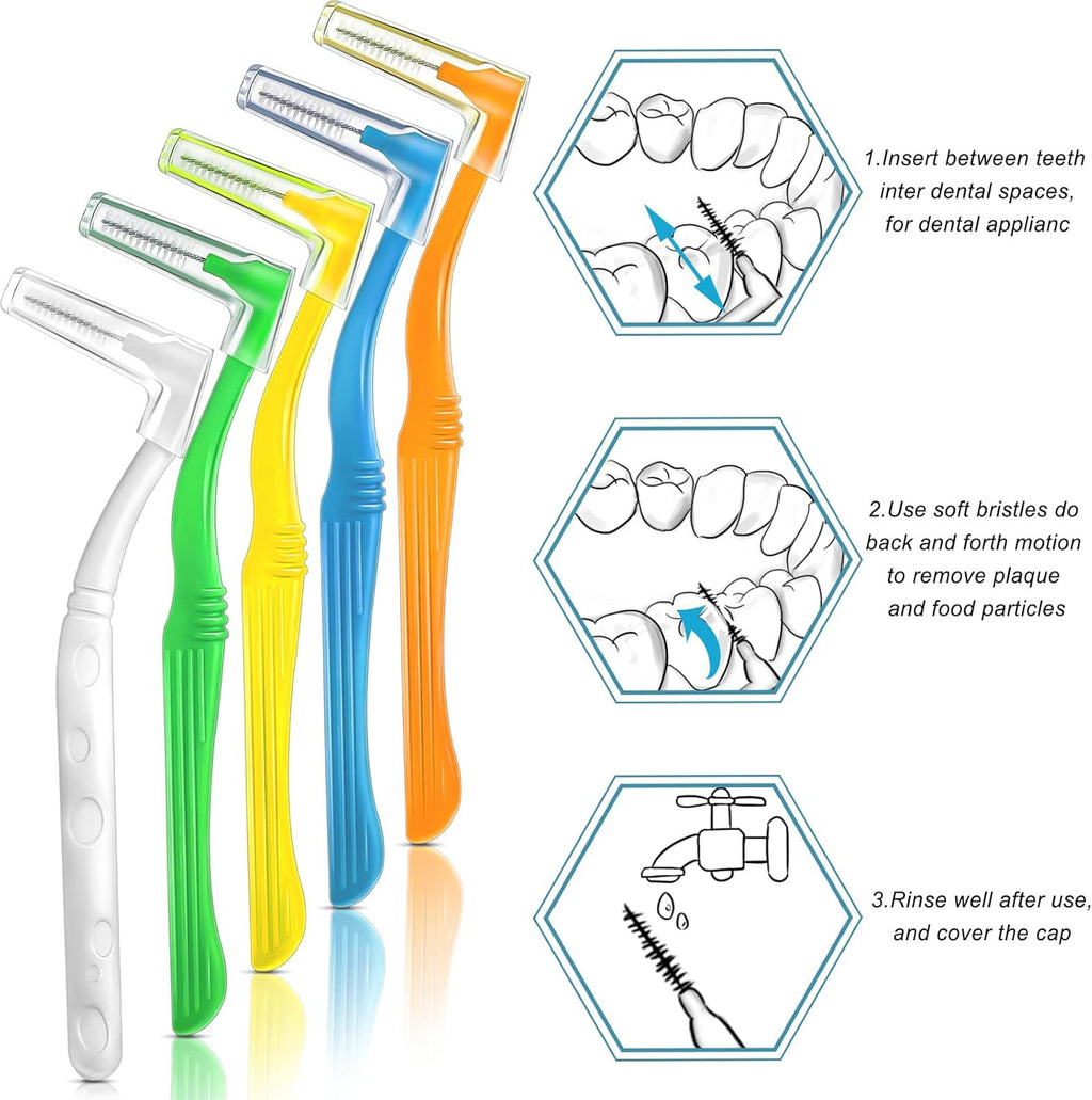 Interdental Brushes Set with 5 Sizes for Oral Care - 20 Soft Nylon Tooth Picks
