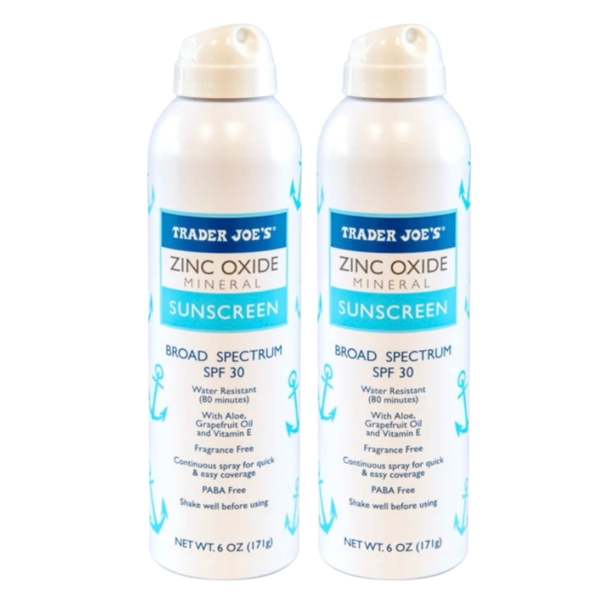 Mineral Sunscreen Spray SPF 30 - Water-Resistant, Fragrance-Free, 6 oz, Pack of 2
