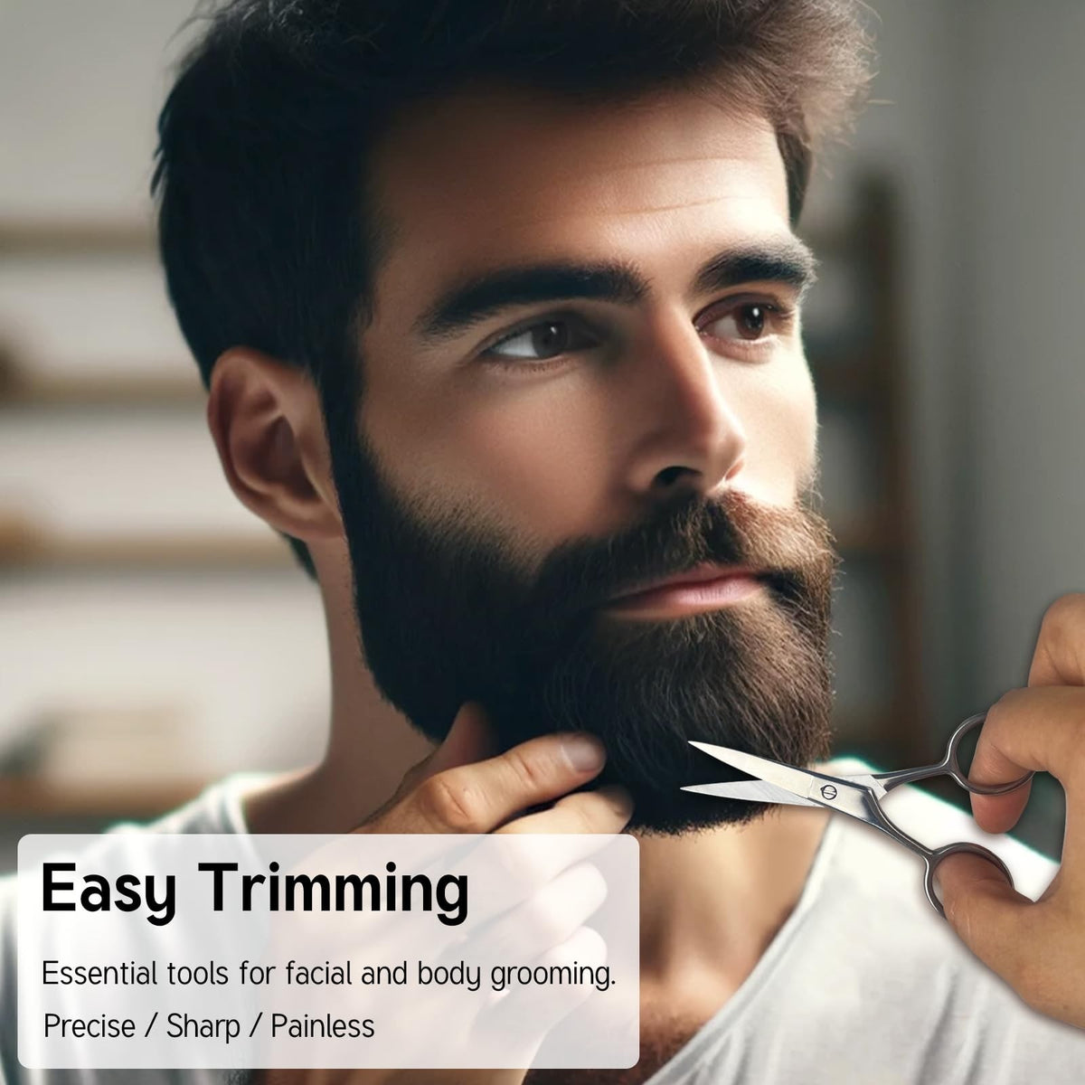 Men's Mustache Grooming Kit with Precision Scissors & Comb Travel Set