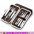 10 Pcs Stainless Steel Manicure Pedicure Nail Clipper Set with Leather Case - Men Women