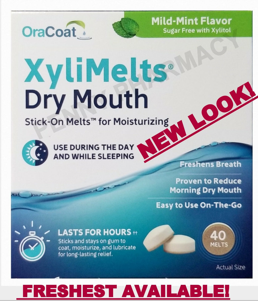 Xylimelts Dry Mouth MILD MINT Chewable Discs 40 Count - 6 Pack