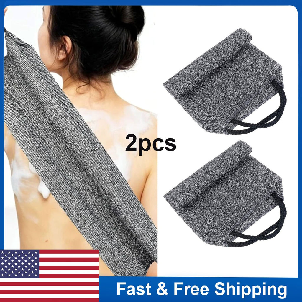 Exfoliating Back Scrubber Towel Set - Stretchable Dual-Side Body Wash Cloths