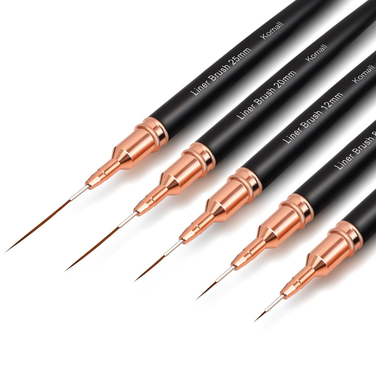 Metallic Nail Art Brushes Set - Fine Detail Line & Pattern Brushes 4mm-25mm