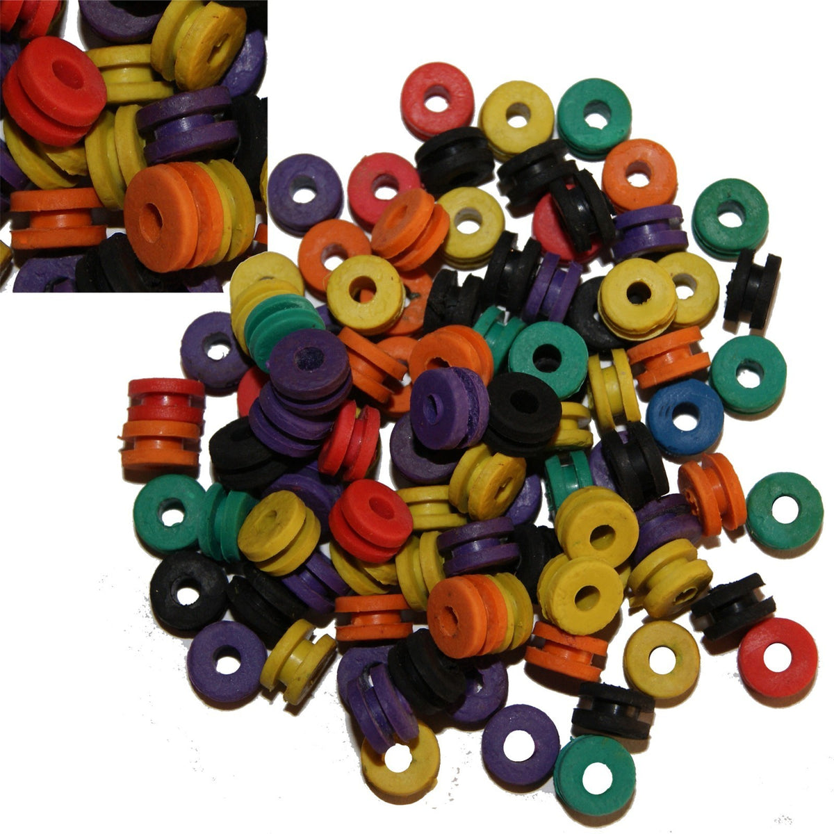 Tattoo Grommet Nipple Rubber Set – Rainbow Color 100 Pcs Pack (All Variants)