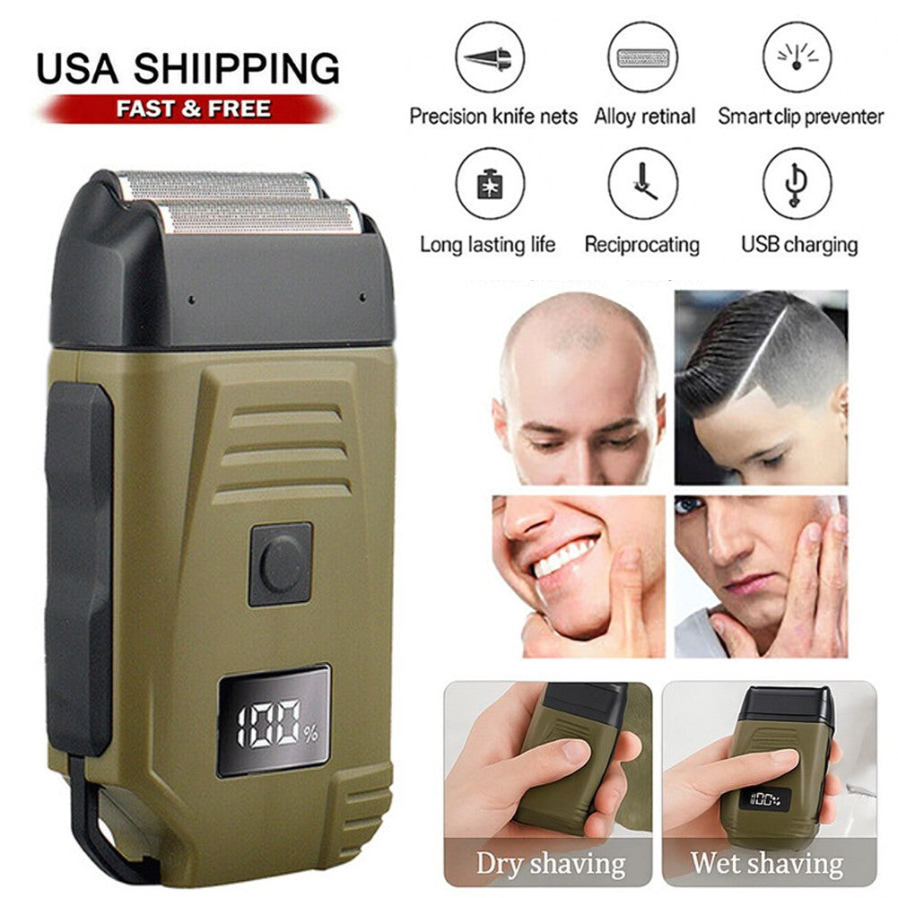 Men's Rechargeable Waterproof Electric Shaver Trimmer with LED Display