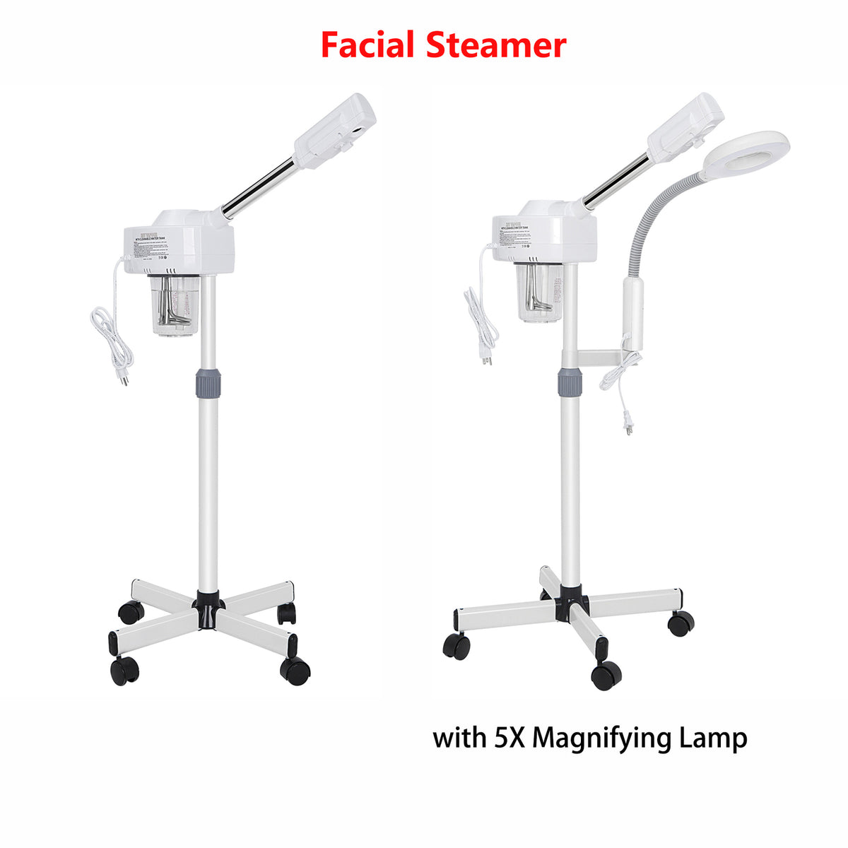 Salon Spa Facial Steamer with Rolling Base and UV Ozone Skin Care Equipment