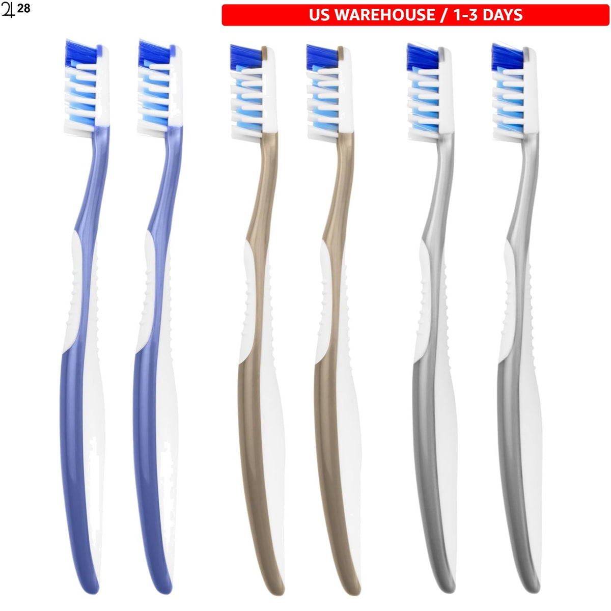 Soft Ergonomic Toothbrushes Pack of 6 for Sensitive Gums & Teeth