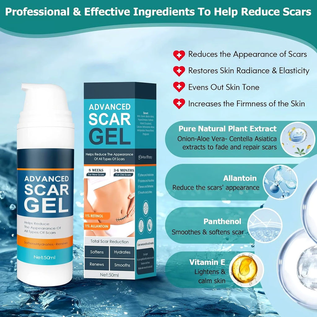 Silicone Scar Gel Cream for Face & Body - 1.76oz Scar & Burn Treatment