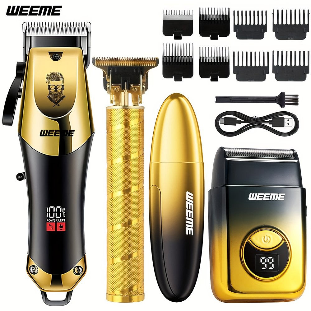 4 in 1 Men's Hair Clippers and Beard Trimmer Set with Multiple Attachments