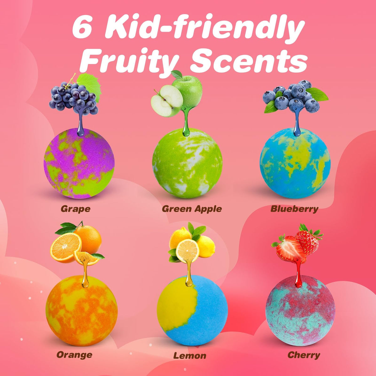 Kids Bath Bombs with Surprise Cars and Toys - 6 Pack Bubble Set