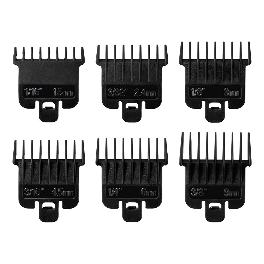 6 Pack Hair Clipper Guard Attachments for Babyliss FX787 & Andis T-Outliner G