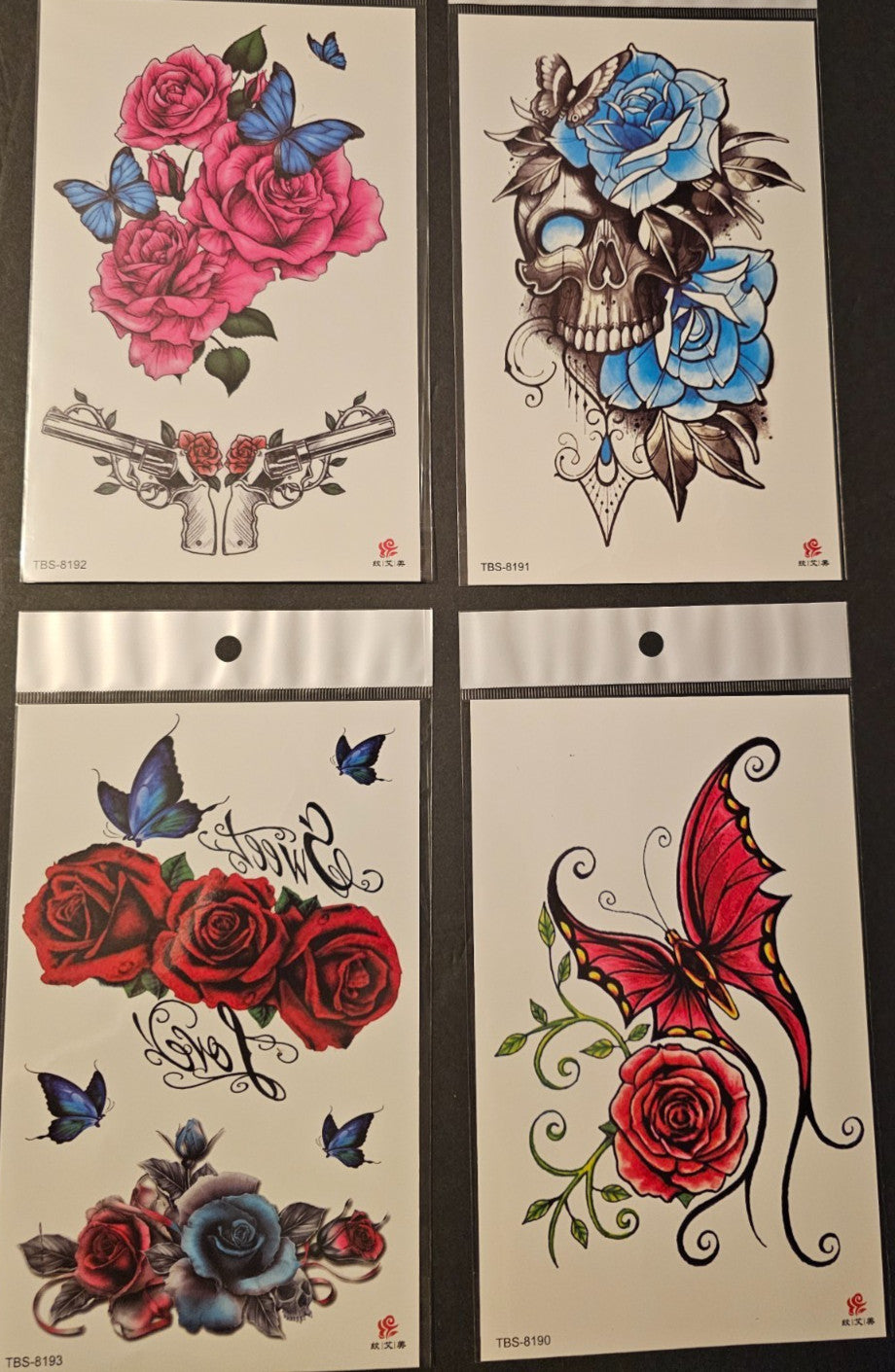 4 Sheets Premium Temporary Tattoos — Middle Arm Half Sleeve Design