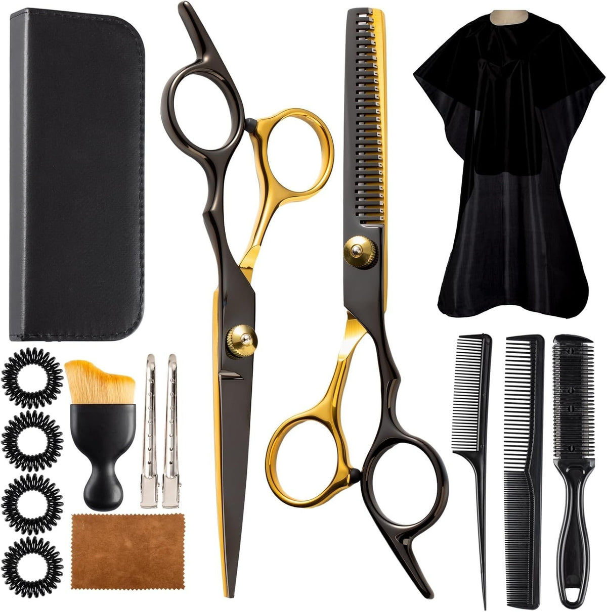 Professional 15-Piece Hair Cutting Scissors Set with Thinning Shears