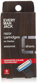 Every Man Jack Razor Cartridges 8-Pack - Stainless Steel Blades with Moisturizing Strip