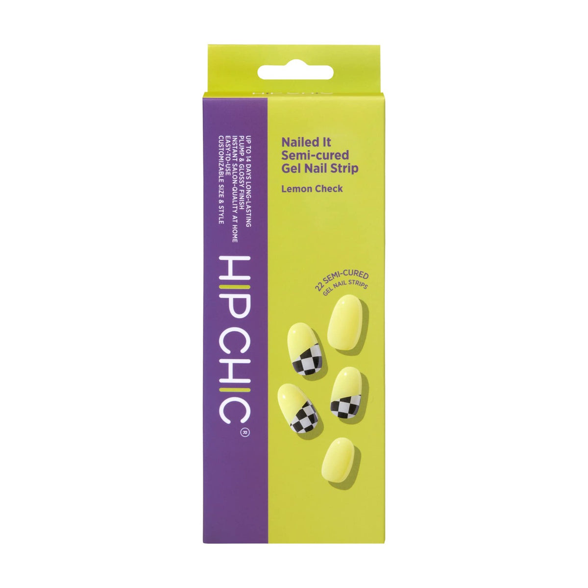 Semi Cured Gel Nail Strips - Lemon Check, Easy at-Home Manicure