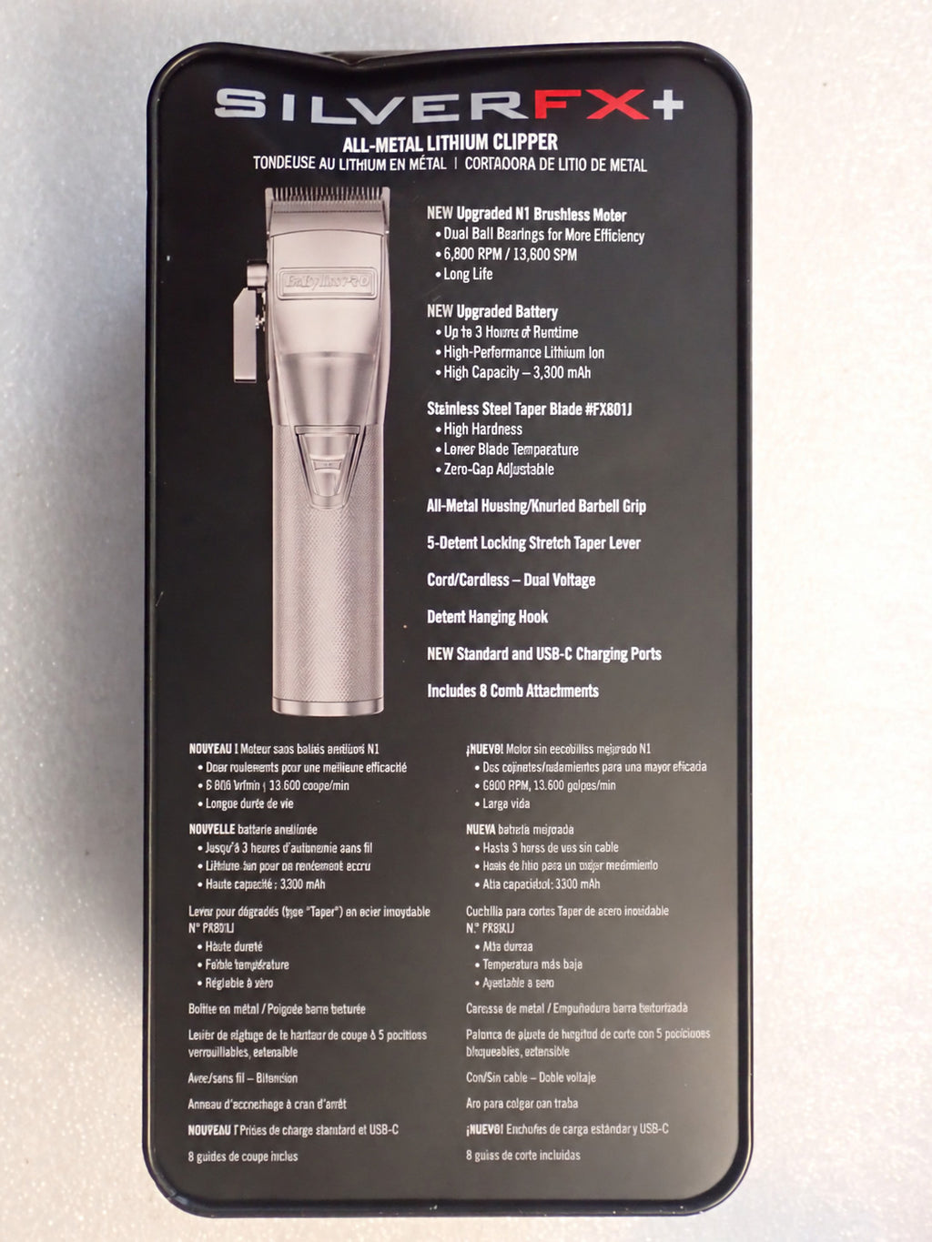 Cordless Hair Clipper with Adjustable Blade - Silver FX870NS
