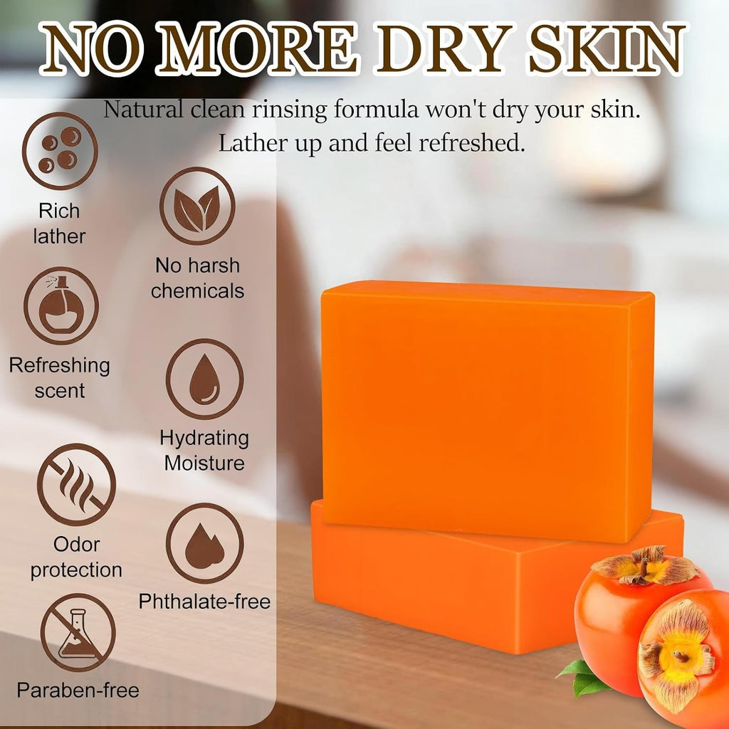 Odor Eliminating Persimmon Soap Bars - 4 Pack for Freshness & Hydration