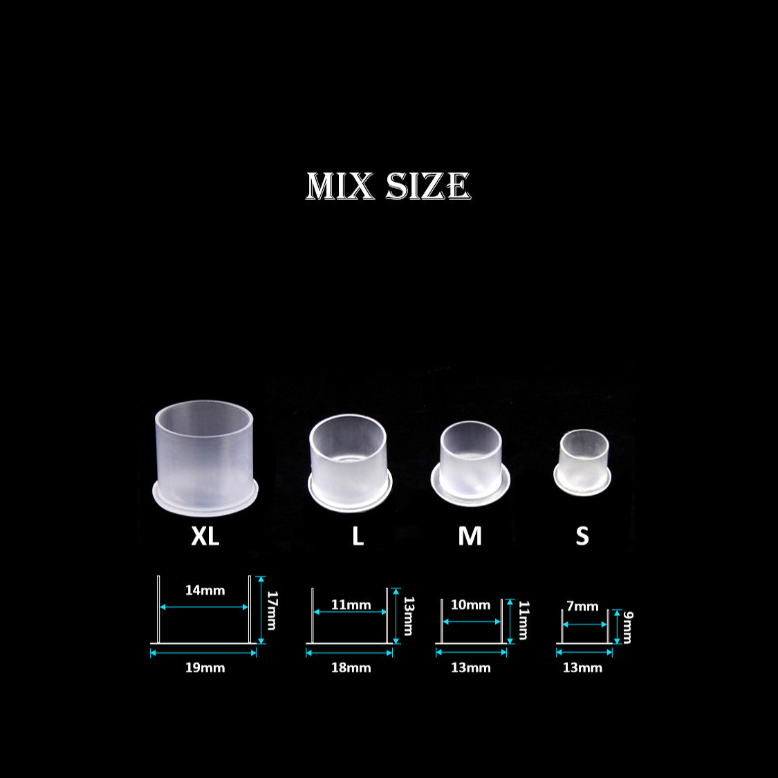 Disposable Ink Cups Flat Bottom, Mixed Sizes & Counts for Tattooing