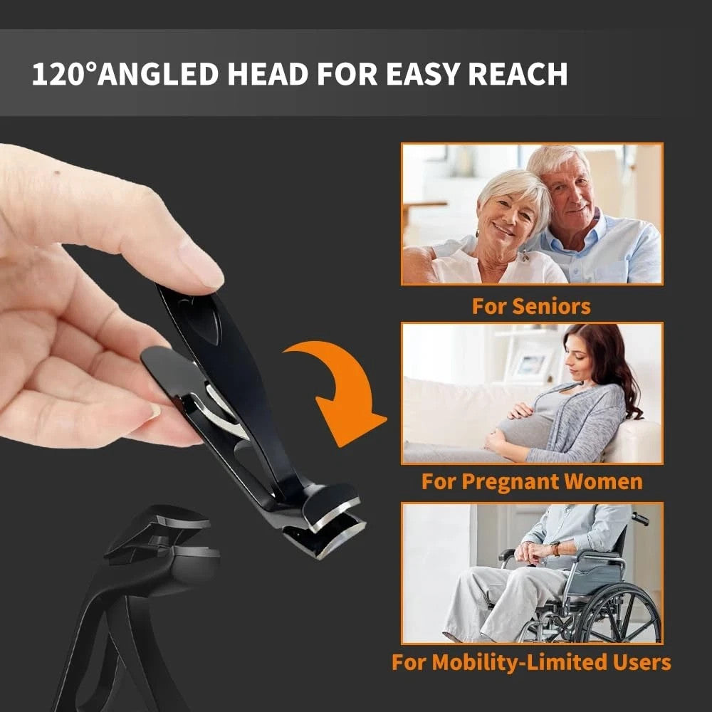 Long Handle Toenail Clippers for Seniors Thick Nails Angled Head