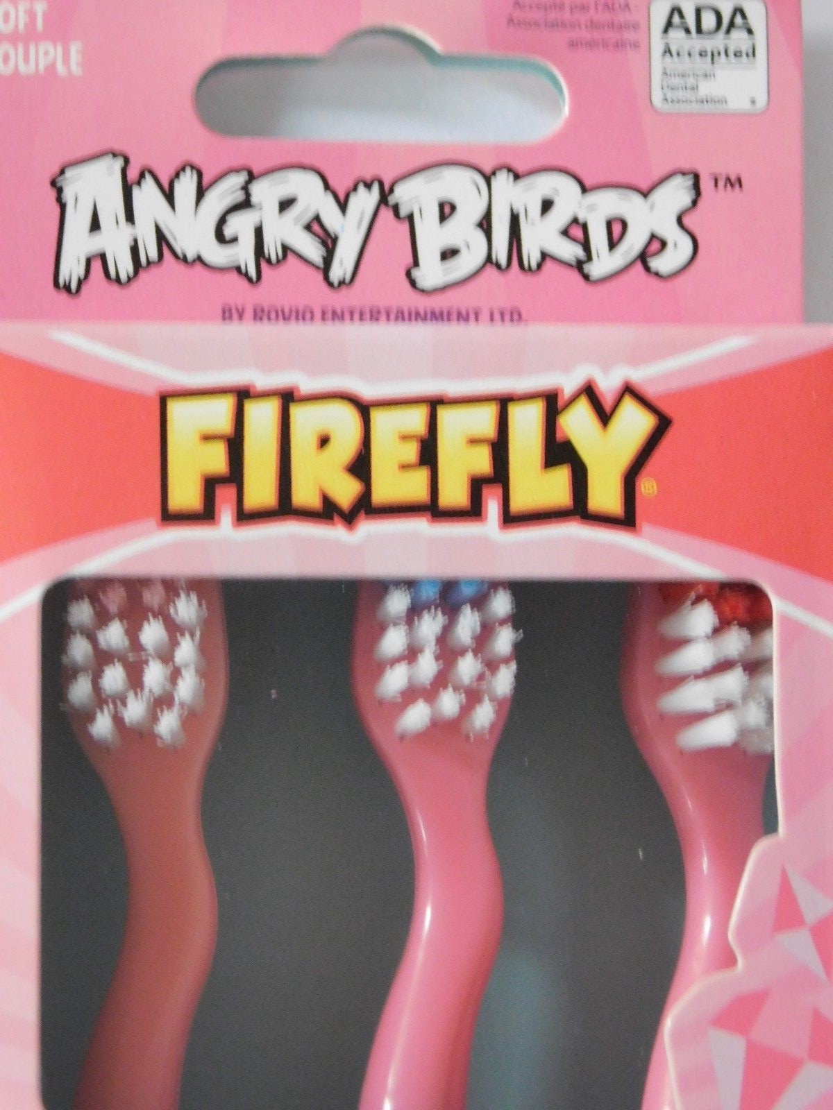 Children's Girl's Angry Bird Soft Bristle Toothbrush 3 Pack - Suction Cup Bottoms