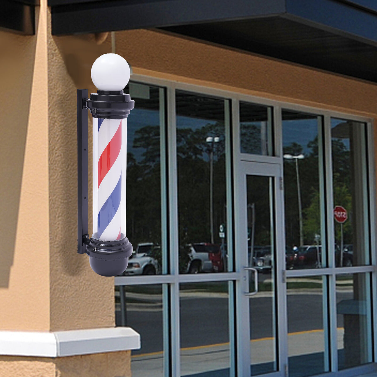 32-Inch Rotating LED Barber Pole Light for Hair Salon Outdoor Sign