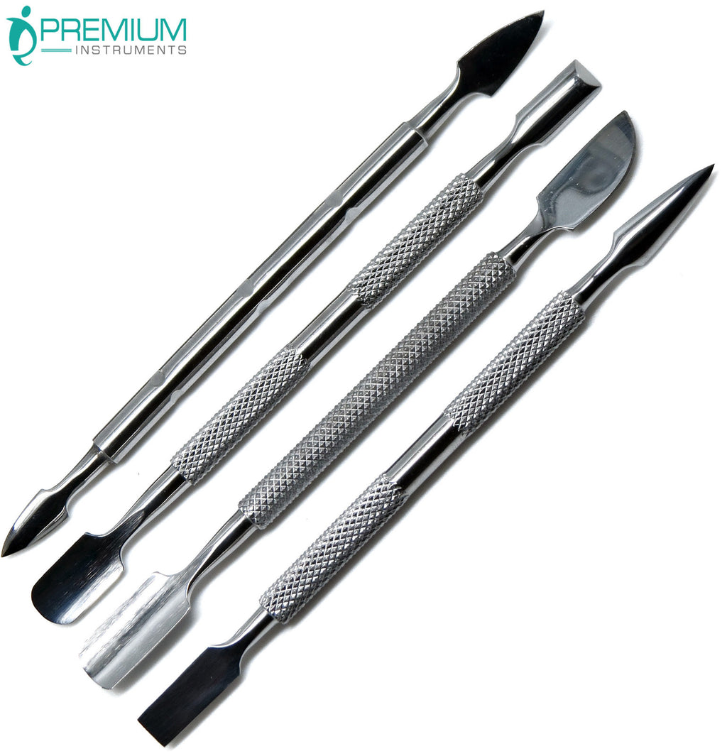 Set of 4 Stainless Steel Nail Pushers & Cuticle Removers for Manicure Pedicure