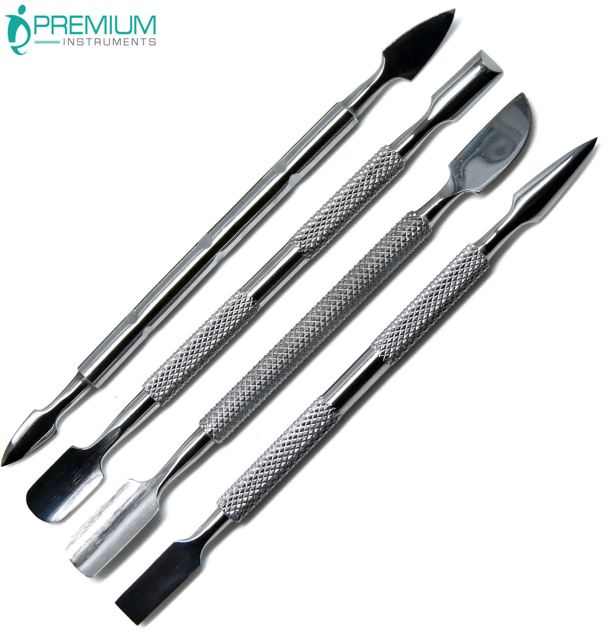 Set of 4 Stainless Steel Nail Pushers & Cuticle Removers for Manicure Pedicure