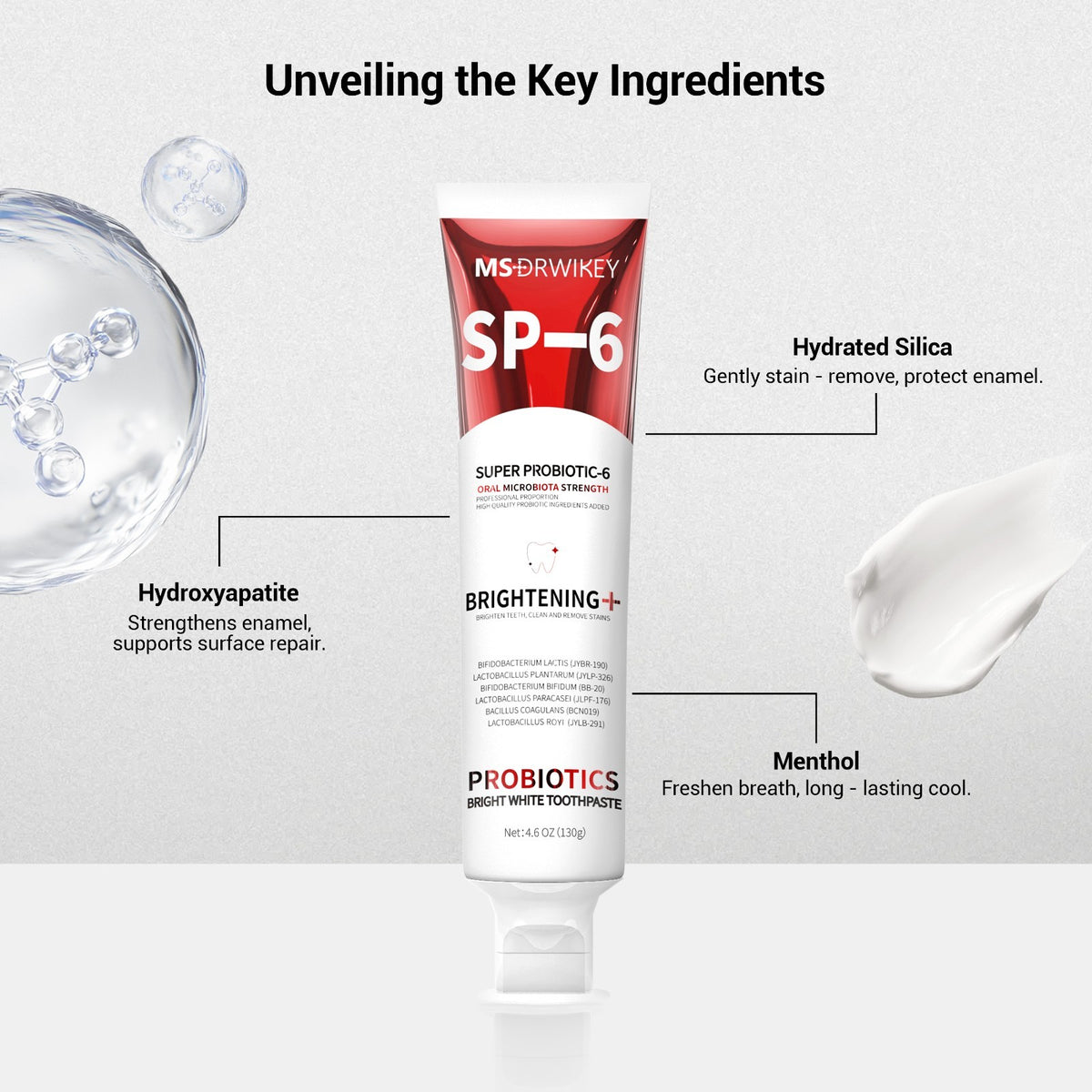Probiotic Whitening Toothpaste for Fresh Breath & Oral Balance - 6 oz