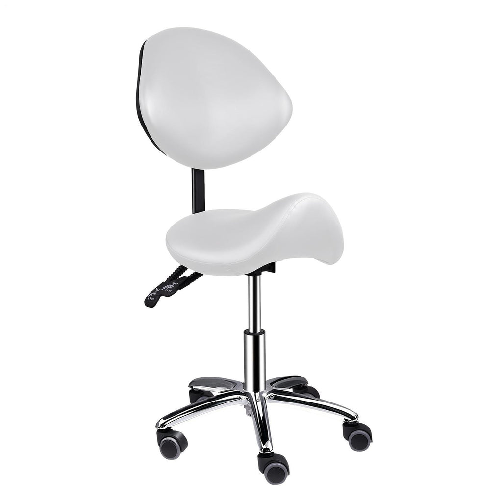 Heavy-Duty Ergonomic Saddle Stool with Back Support and Height Adjustment