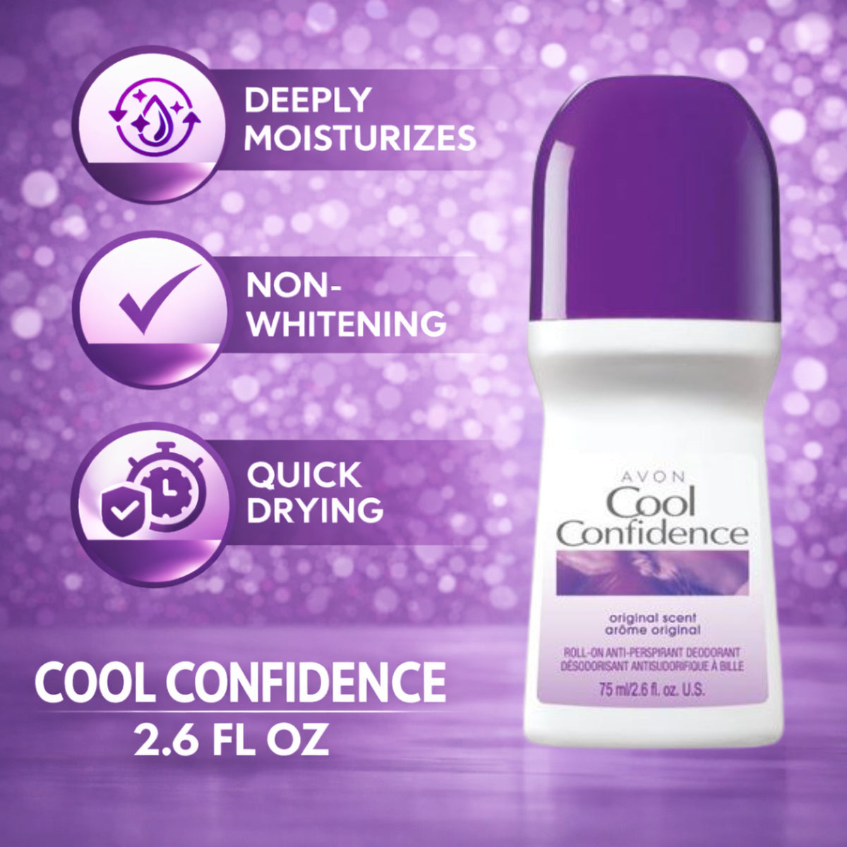 Pack of 20 Avon Cool Confidence Original Roll-On Deodorant 2.6 fl oz