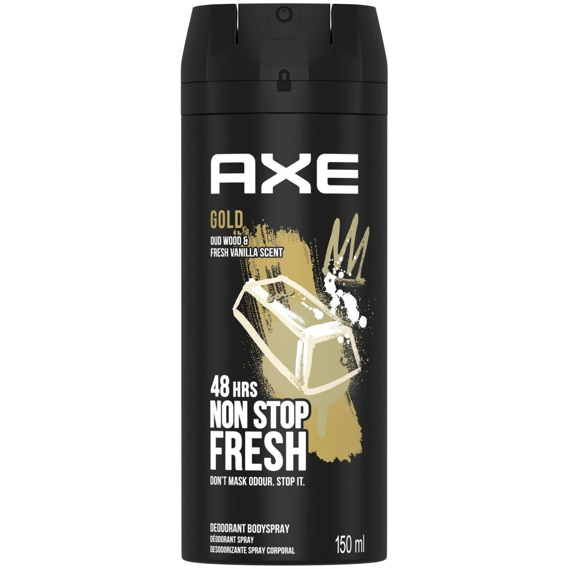 Men's Deodorant Body Spray - Axe Gold Oud Wood & Vanilla, 150ml