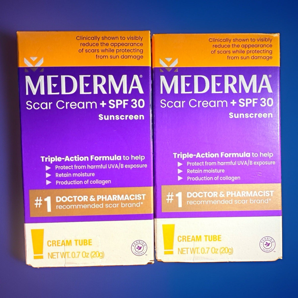 Mederma Scar Cream SPF 30 - 2 Pack, 0.7 oz, Triple Action Healing