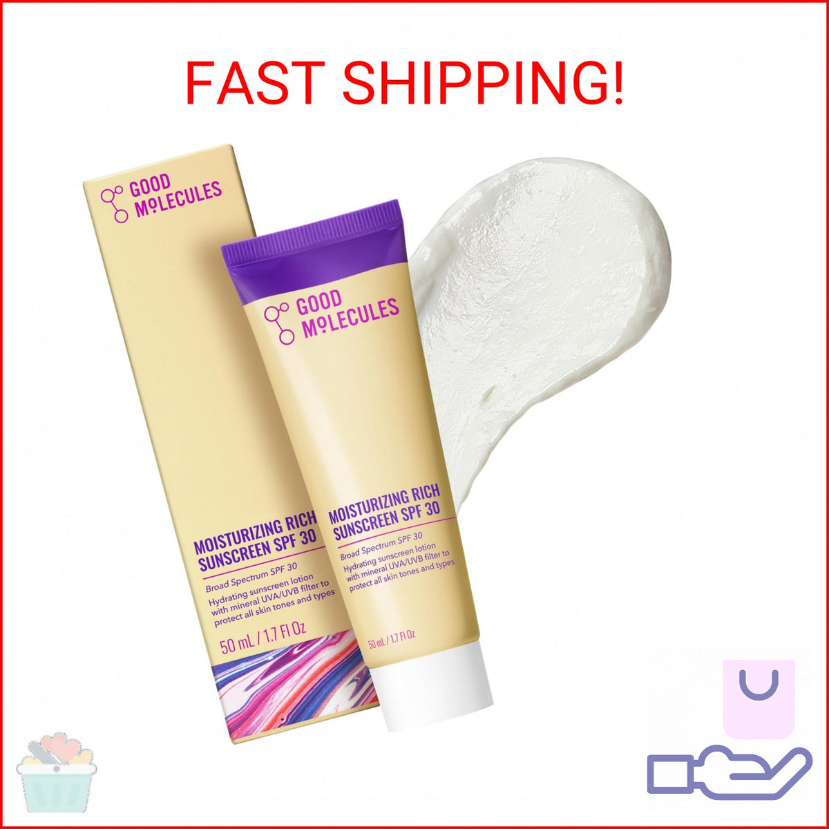 Mineral Zinc Oxide Face Sunscreen SPF 30 - Hydrating, Fragrance-Free, No White Cast